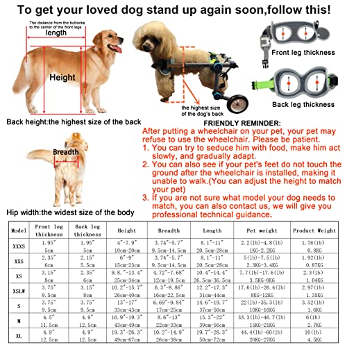 HobeyHove Adjustable Dog Cart/Wheelchair,Fordable Dog Wheelchair for Back Legs,Assist Small Pets with Paralyzed Hind Limbs to Recover Their Mobility 2 Colour 5-Size(XXXS White)
