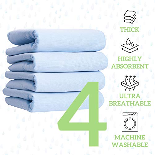 GREEN LIFESTYLE Washable Underpads, Pack - of 4 Large Bed Pads, 30" x 34", for use as Incontinence Bed Pads, Reusable pet Pads, Great for Dogs, Cats, Bunny & Seniors (4 Pack - 30x34)