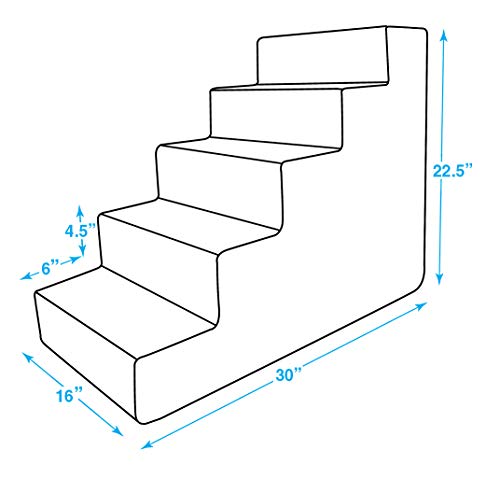 Best Pet Supplies Pet Steps and Stairs with CertiPUR-US Certified Foam for Dogs and Cats - Gray, 5-Step (H: 22.5")