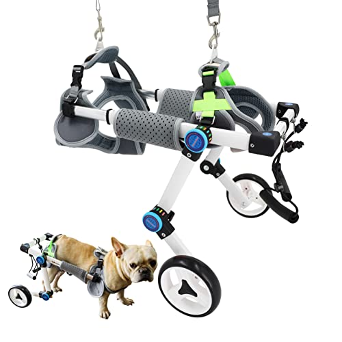 HobeyHove Fordable Dog Wheelchair, Adjustable Pet Wheelchair for Back Legs,Assist Small Pets with Paralyzed Hind Limbs to Recover 2- Colour 5-Size (XSLW White)