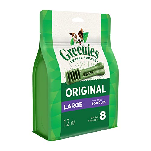 GREENIES Original Large Natural Dog Dental Care Chews Oral Health Dog Treats, 12 oz. Pack (8 Treats)