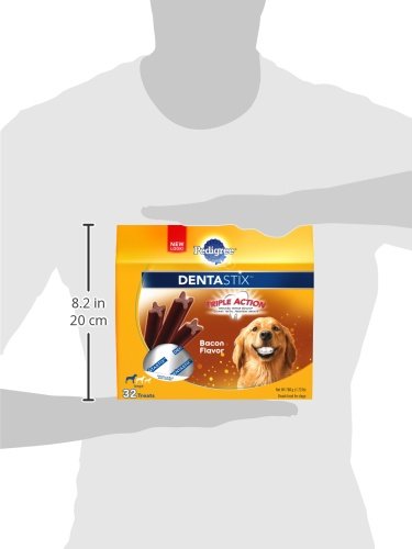 PEDIGREE DENTASTIX Large Dog Dental Treats Bacon Flavor Dental Bones, 1.72 lb. Pack (32 Treats)