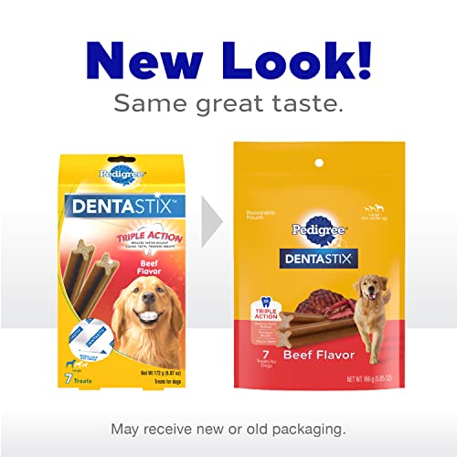 PEDIGREE DENTASTIX Large Dog Dental Treats Beef Flavor Dental Bones, 7 Count (Pack of 7)