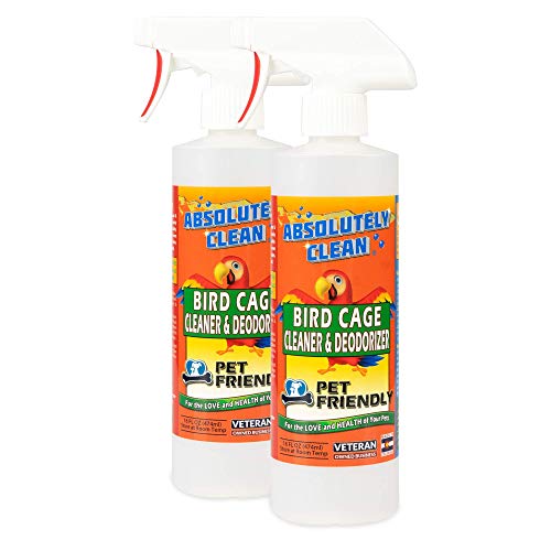 Absolutely Clean Amazing Bird Cage Cleaner and Deodorizer - Just Spray/Wipe - Safely & Easily Removes Bird Messes Quickly and Easily - Made in The USA (16 oz - 2 Pack)