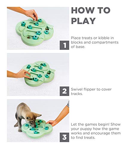 Nina Ottosson by Outward Hound Puppy Hide N' Slide Green Interactive Treat Puzzle Dog Toy