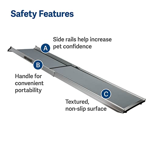 PetSafe Happy Ride Extra Long Telescoping Dog Ramp for Cars, Trucks, SUVs & Minivans - 87 Inch Portable Pet Ramp for Large Dogs - Aluminum Frame Weighs Only 18 lb, Supports up to 300 lb, Easy Storage