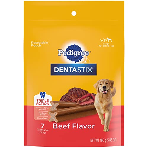 PEDIGREE DENTASTIX Large Dog Dental Treats Beef Flavor Dental Bones, 7 Count (Pack of 7)