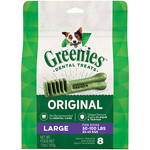 GREENIES Original Large Natural Dog Dental Care Chews Oral Health Dog Treats, 12 oz. Pack (8 Treats)