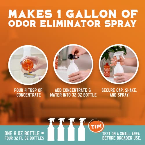 ANGRY ORANGE Pet Odor Eliminator for Home - 8oz Dog & Cat Urine Smell Remover - Citrus Concentrate - Makes a Gallon (128 oz)