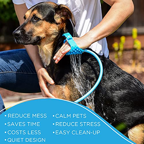 Aquapaw Dog Bath Brush - Sprayer and Scrubber Tool in One - Indoor/Outdoor Dog Bathing Supplies - Pet Grooming for Dogs or Cats with Long and Short Hair - Dog Wash with Hose and Shower Attachment