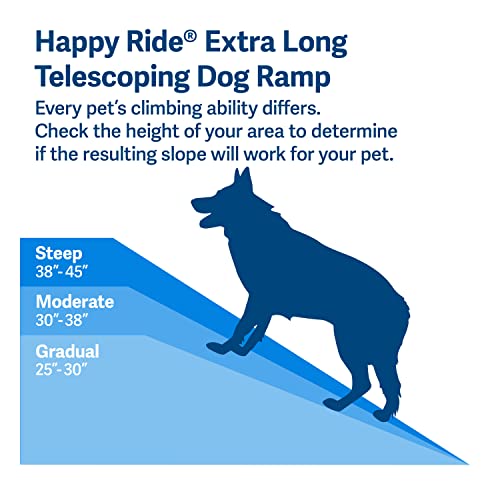 PetSafe Happy Ride Extra Long Telescoping Dog Ramp for Cars, Trucks, SUVs & Minivans - 87 Inch Portable Pet Ramp for Large Dogs - Aluminum Frame Weighs Only 18 lb, Supports up to 300 lb, Easy Storage