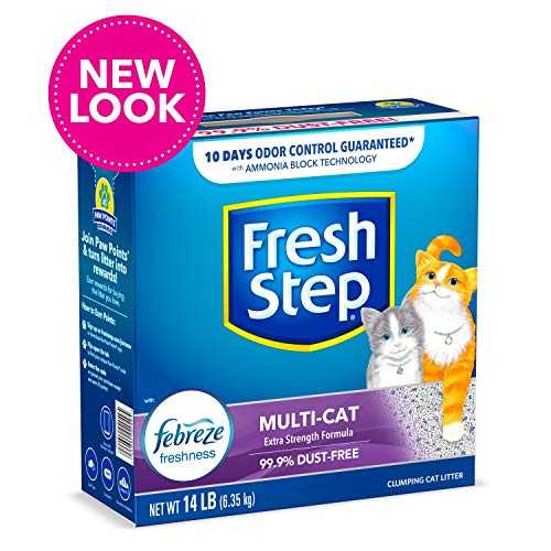 Fresh Step Multi-Cat Extra Strength Scented Litter with the Power of Febreze, Clumping Cat Litter,Gray, 14 Pounds (Package May Vary)