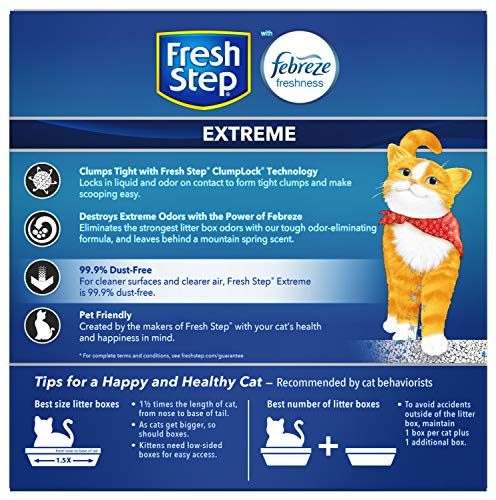 Fresh Step Extreme Scented Litter with the Power of Febreze, Clumping Cat Litter Mountain Spring, 14 Pounds (Package May Vary)