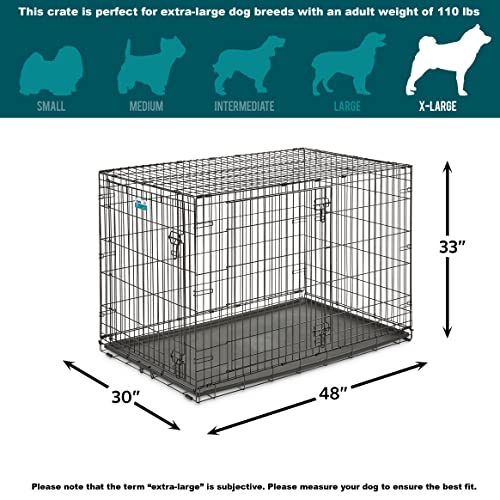 MidWest Homes for Pets Newly Enhanced Single & Double Door iCrate Dog Crate, Includes Leak-Proof Pan, Floor Protecting Feet, Divider Panel & New Patented Features