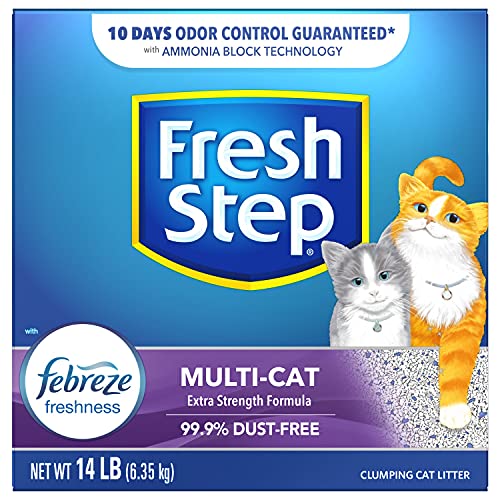 Fresh Step Multi-Cat Extra Strength Scented Litter with the Power of Febreze, Clumping Cat Litter,Gray, 14 Pounds (Package May Vary)