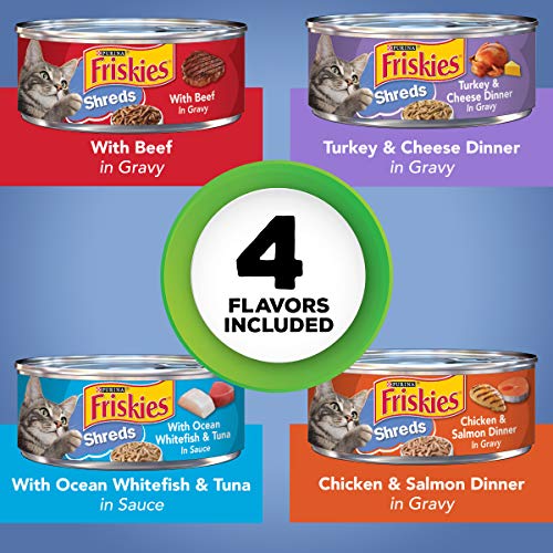 Purina Friskies Gravy Wet Cat Food Variety Pack, Savory Shreds - (32) 5.5 oz. Cans