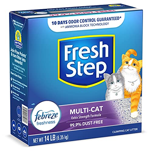 Fresh Step Multi-Cat Extra Strength Scented Litter with the Power of Febreze, Clumping Cat Litter,Gray, 14 Pounds (Package May Vary)