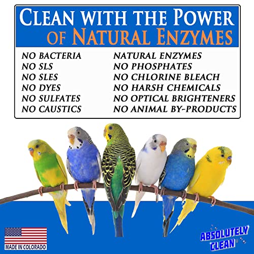 Absolutely Clean Amazing Bird Cage Cleaner and Deodorizer - Just Spray/Wipe - Safely & Easily Removes Bird Messes Quickly and Easily - Made in The USA (16 oz - 2 Pack)