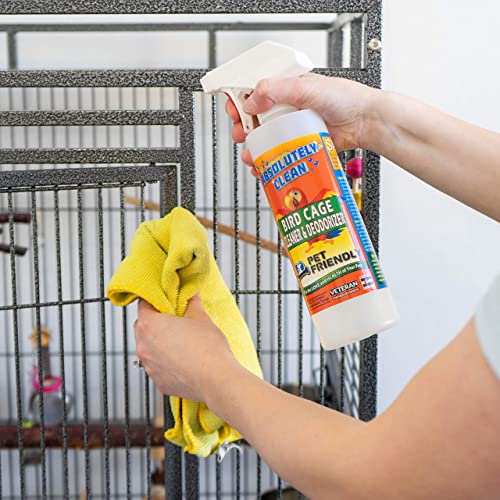 Absolutely Clean Amazing Bird Cage Cleaner and Deodorizer - Just Spray/Wipe - Safely & Easily Removes Bird Messes Quickly and Easily - Made in The USA (16 oz - 2 Pack)