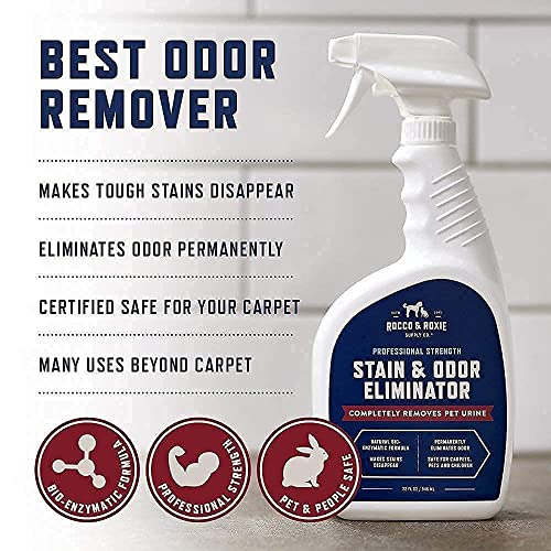 Rocco & Roxie Stain & Odor Eliminator for Strong Odor - Enzyme-Powered Pet Odor Eliminator for Home - Carpet Stain Remover for Cats and Dog Pee - Enzymatic Cat Urine Destroyer - Carpet Cleaner Spray