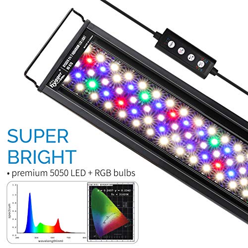 hygger Advanced Full Spectrum LED Aquarium Light with 24/7 Lighting Cycle 6 Colors 5 Intensity Customize Fish Tank Light for 48-54 in Freshwater Planted Tank with Timer