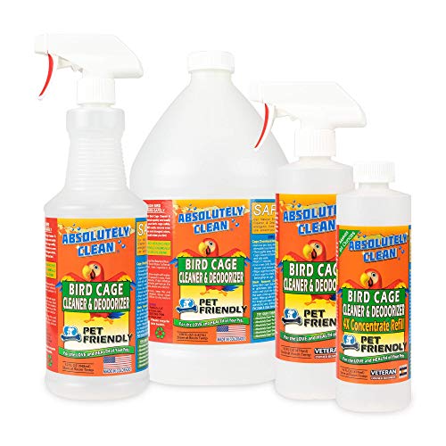 Absolutely Clean Amazing Bird Cage Cleaner and Deodorizer - Just Spray/Wipe - Safely & Easily Removes Bird Messes Quickly and Easily - Made in The USA (16 oz - 2 Pack)