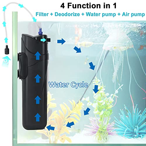 COOSPIDER Sun JUP-01 Aquariums in Tank Submersible Machine 211gph 9 Watt fit for 80Gallon (JUP 01 Set + 2X Replace Filter + 1x Spare Bulb)