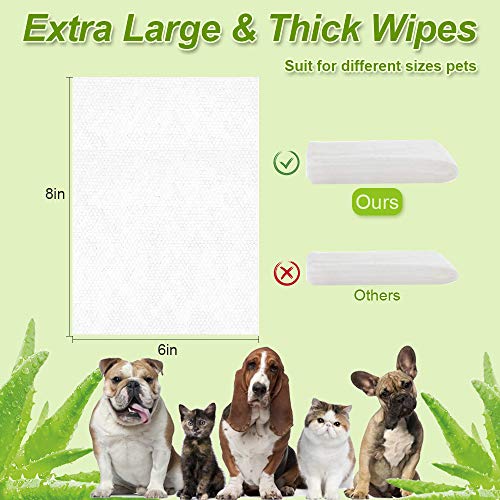 Pet Wipes for Dogs and Cats, Aloe Natural Dog Wipes, Effective Cat Wipes Grooming Wipes for Corner of Eye, Otic, Paws, Body and Butt, Thick & Extra Soft Wipes 100 Count