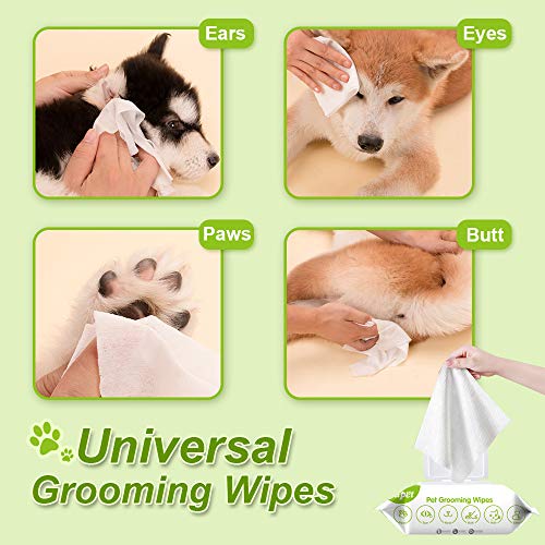 Pet Wipes for Dogs and Cats, Aloe Natural Dog Wipes, Effective Cat Wipes Grooming Wipes for Corner of Eye, Otic, Paws, Body and Butt, Thick & Extra Soft Wipes 100 Count