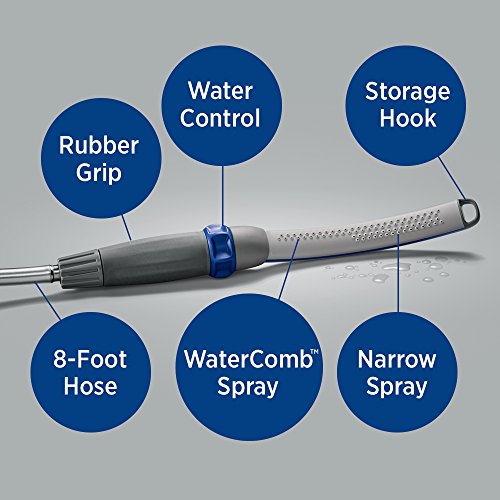 Waterpik PPR-252E Pet Wand Pro Shower Sprayer Attachment, 1.8 GPM, for Fast and Easy at Home Dog Cleaning, Blue/Grey