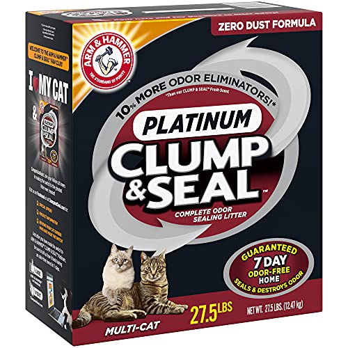 ARM & HAMMER Clump & Seal Platinum Clumping Cat Litter, Multi-Cat, 27.5lb