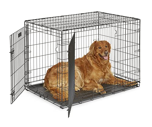 MidWest Homes for Pets Newly Enhanced Single & Double Door iCrate Dog Crate, Includes Leak-Proof Pan, Floor Protecting Feet, Divider Panel & New Patented Features