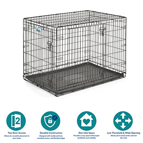 MidWest Homes for Pets Newly Enhanced Single & Double Door iCrate Dog Crate, Includes Leak-Proof Pan, Floor Protecting Feet, Divider Panel & New Patented Features