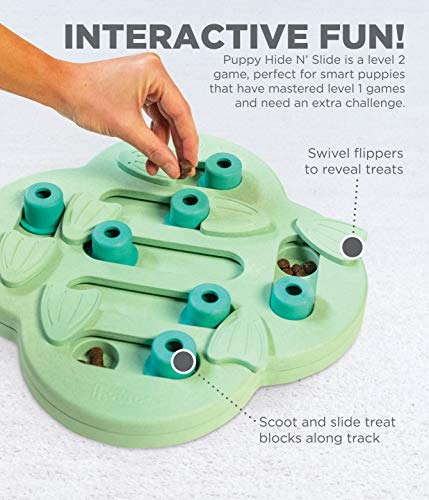 Nina Ottosson by Outward Hound Puppy Hide N' Slide Green Interactive Treat Puzzle Dog Toy