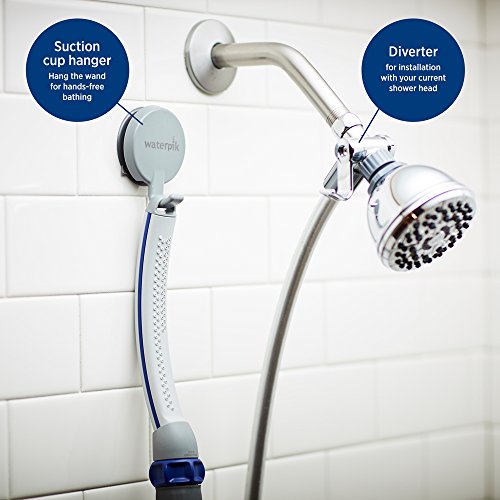 Waterpik PPR-252E Pet Wand Pro Shower Sprayer Attachment, 1.8 GPM, for Fast and Easy at Home Dog Cleaning, Blue/Grey