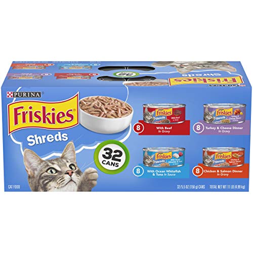 Purina Friskies Gravy Wet Cat Food Variety Pack, Savory Shreds - (32) 5.5 oz. Cans