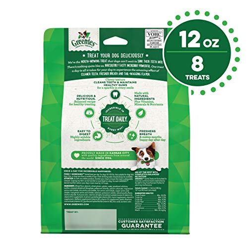 GREENIES Original Large Natural Dog Dental Care Chews Oral Health Dog Treats, 12 oz. Pack (8 Treats)