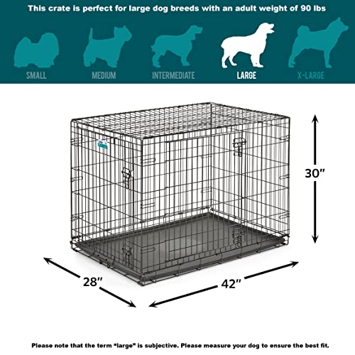 MidWest Homes for Pets Newly Enhanced Single & Double Door iCrate Dog Crate, Includes Leak-Proof Pan, Floor Protecting Feet, Divider Panel & New Patented Features