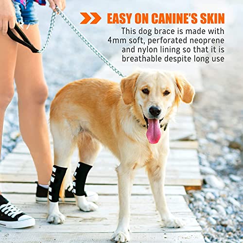 NeoAlly Pair Dog Rear Leg Brace Canine Rear Hock Joint Support with Safety Reflective Straps for Joint Injury and Sprain Protection, Wound Healing and Loss of Stability from Arthritis (XS Pair)