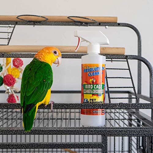 Absolutely Clean Amazing Bird Cage Cleaner and Deodorizer - Just Spray/Wipe - Safely & Easily Removes Bird Messes Quickly and Easily - Made in The USA (16 oz - 2 Pack)