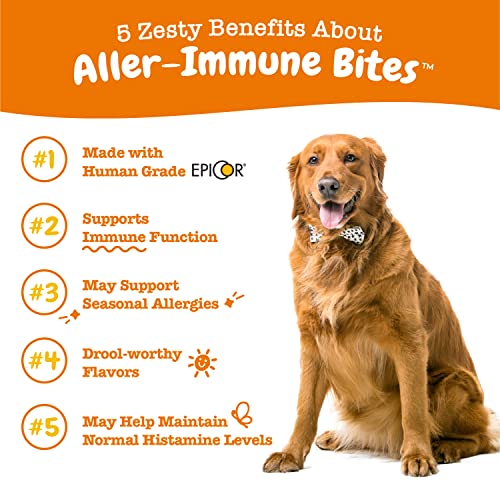 Zesty Paws Allergy Immune Supplement for Dogs Lamb- with Omega 3 Wild Alaskan Salmon Fish Oil & EpiCor + Digestive Prebiotics & Probiotics - Anti Itch & Skin Hot Spots + Seasonal Allergies - 90 Chews