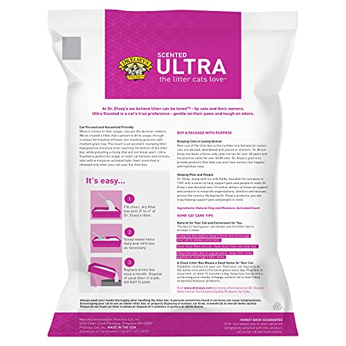 Dr. Elsey's Premium Clumping Cat Litter | Ultra Scented | 99.9% Dust-Free, Low Tracking, Hard Clumping, Superior Odor Control, Natural Ingredients & Moisture-Activated Scent