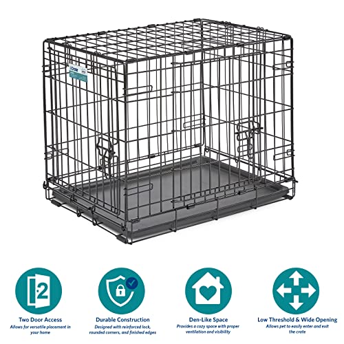 MidWest Homes for Pets Newly Enhanced Single & Double Door iCrate Dog Crate, Includes Leak-Proof Pan, Floor Protecting Feet, Divider Panel & New Patented Features