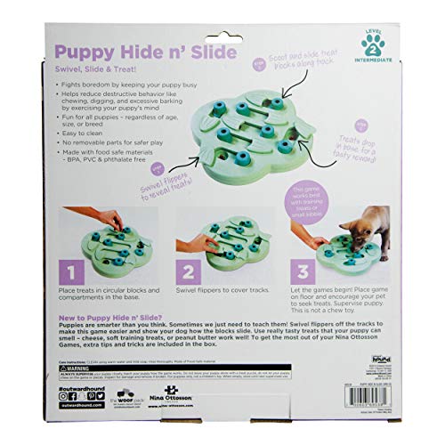 Nina Ottosson by Outward Hound Puppy Hide N' Slide Green Interactive Treat Puzzle Dog Toy