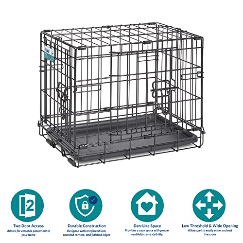 MidWest Homes for Pets Newly Enhanced Single & Double Door iCrate Dog Crate, Includes Leak-Proof Pan, Floor Protecting Feet, Divider Panel & New Patented Features