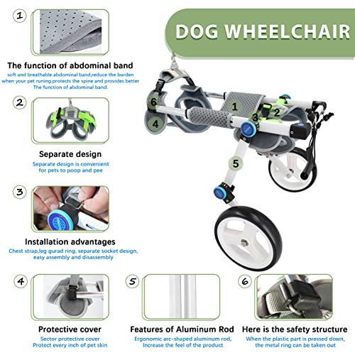 HobeyHove Dog Wheelchair for Back Legs,Assist Small Pets with Paralyzed Hind Limbs to Recover Their Mobility 2 Colour 5-Size (S White)