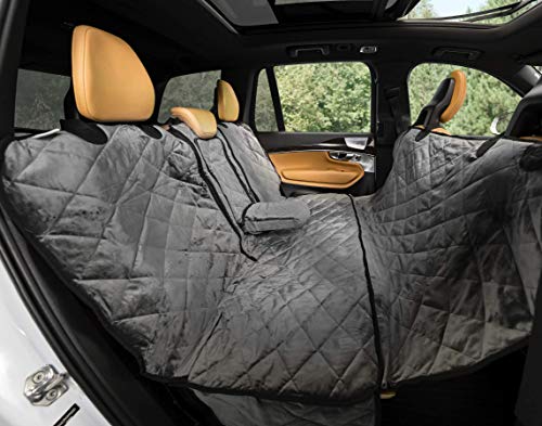 Plush Paws Products Velvet Convertible Rear Seat Cover | Durable Diamond Stitching | Washable & Waterproof Back Seat Cover | Car, Truck & SUV | Nonslip, Tear Resistant Protection | Regular London Grey