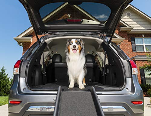 PetSafe Happy Ride Folding Dog Ramp for Cars, Trucks, & SUVs - 62 Inch Portable Pet Ramp for Large Dogs with Siderails, Non-Slip - Weighs Only 10 lb, Supports up to 150 lb, Easy Storage, Folds in Half