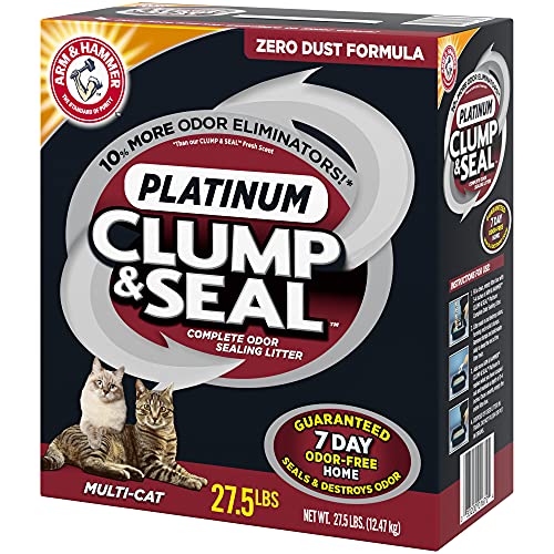 ARM & HAMMER Clump & Seal Platinum Clumping Cat Litter, Multi-Cat, 27.5lb