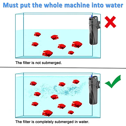 COOSPIDER Sun JUP-01 Aquariums in Tank Submersible Machine 211gph 9 Watt fit for 80Gallon (JUP 01 Set + 2X Replace Filter + 1x Spare Bulb)